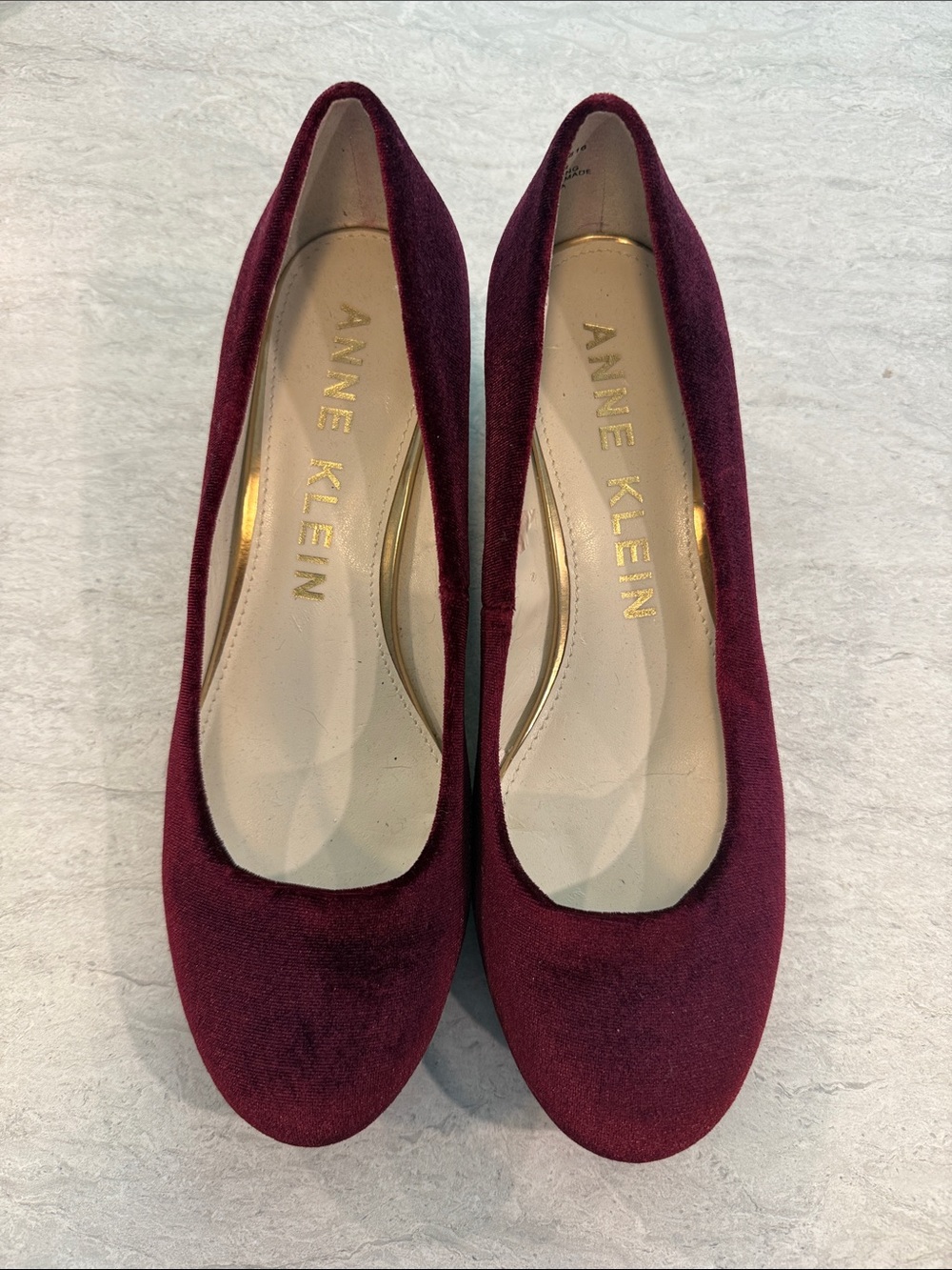 Anne Klein Wine Velvet Round-Toe Flats